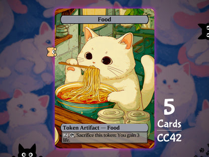 5x Food Token - MTG Token - Cat Tokens by Teddy CC42