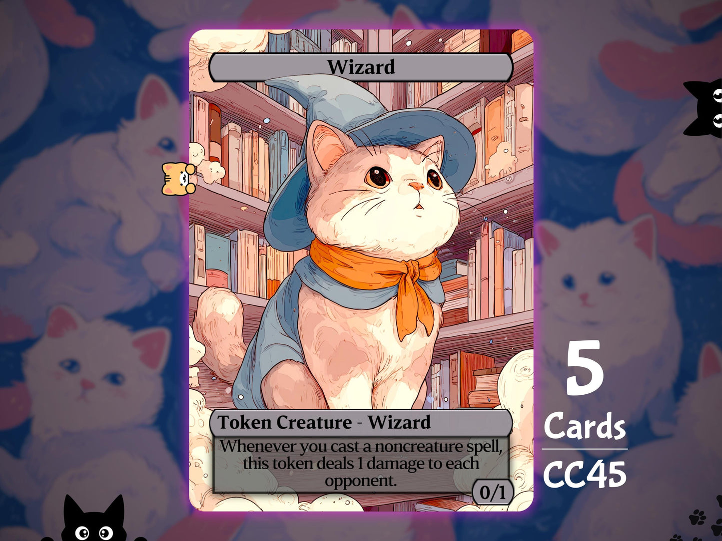 5x Wizard 0/1 Final Fantasy - MTG Token - Cat Tokens by Teddy CC45