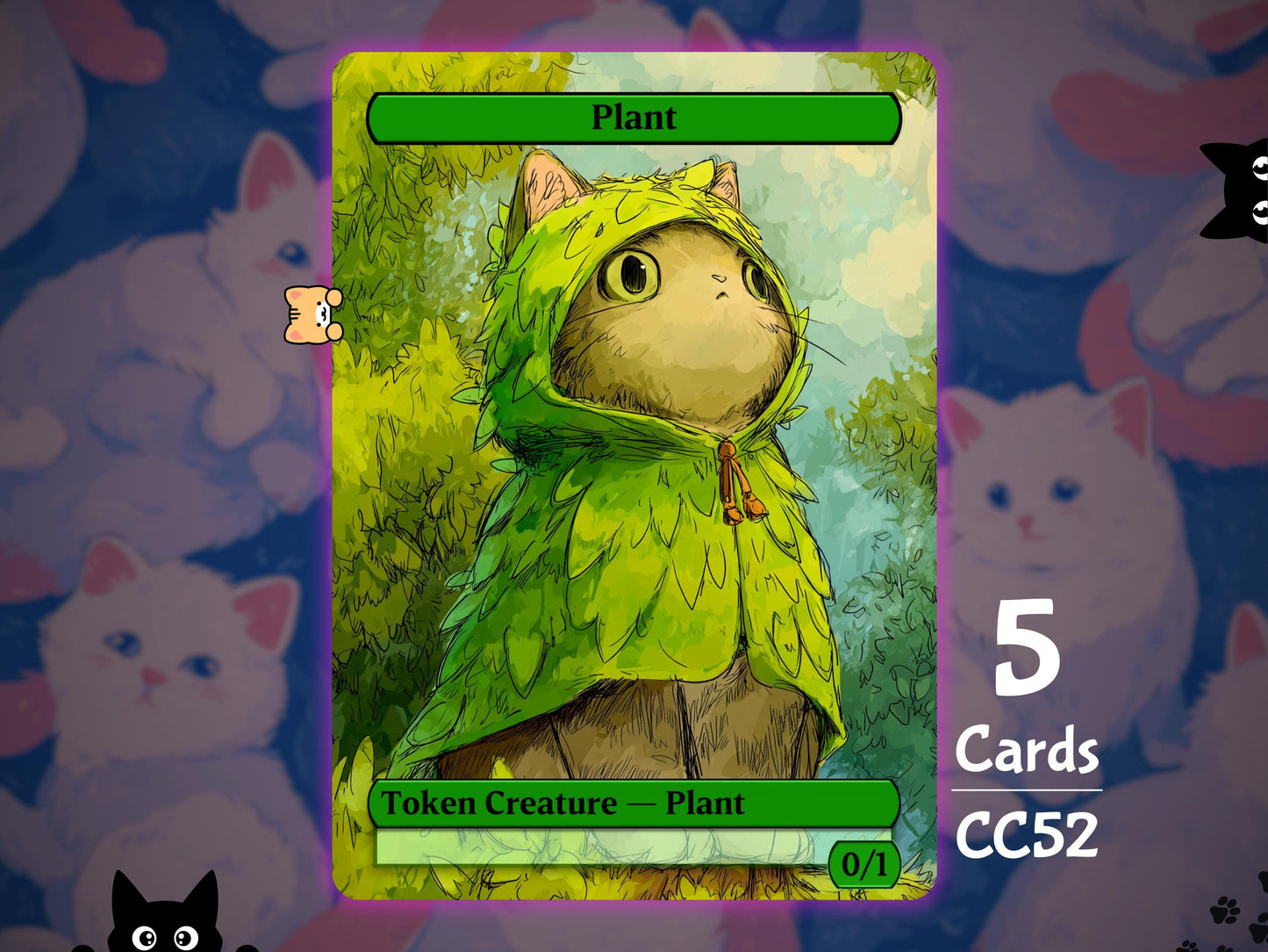 5x Plant 0/1 Green - MTG Token - Cat Tokens by Teddy CC52