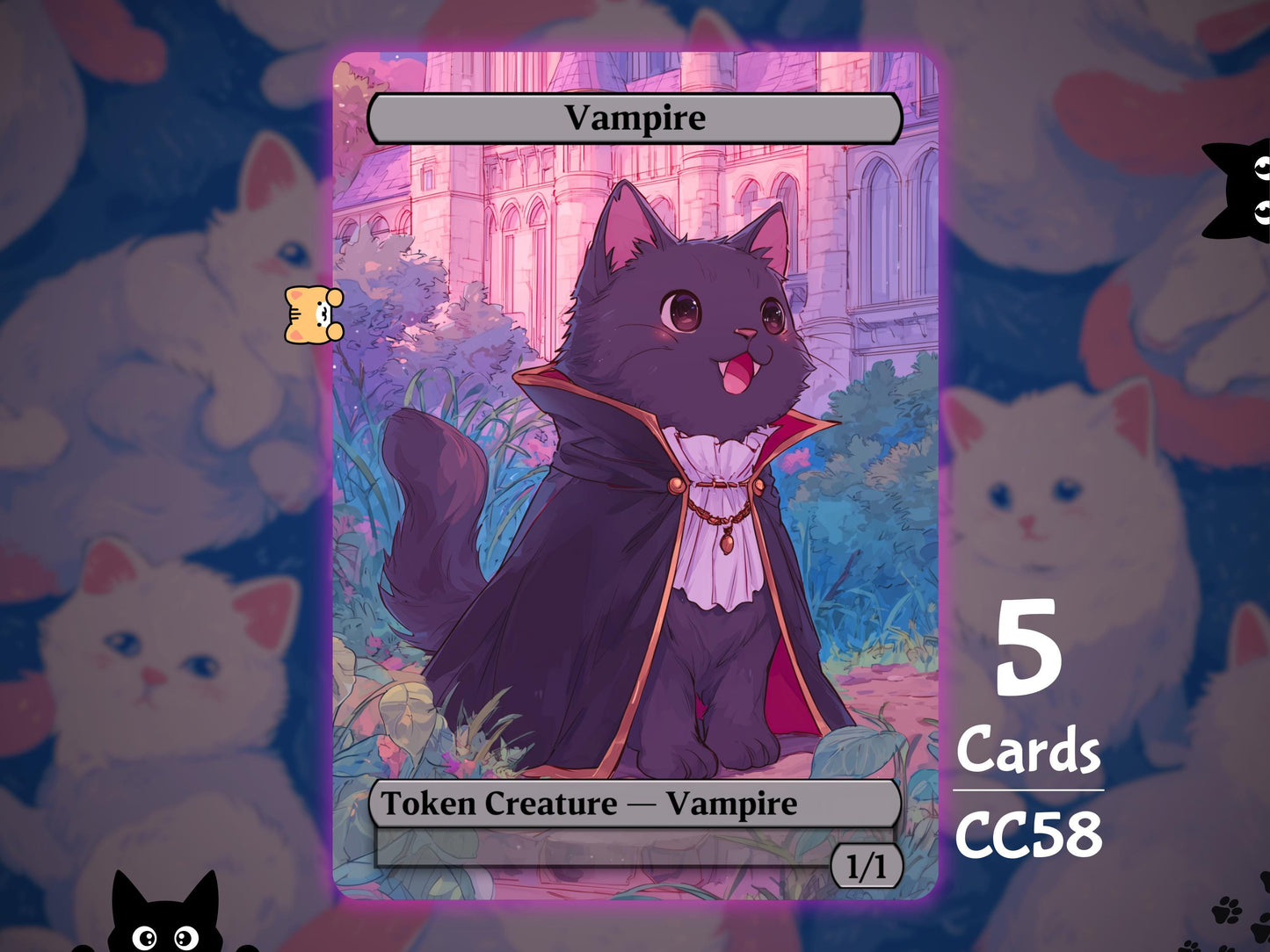 5x Vampire 1/1 Black - MTG Token - Cat Tokens by Teddy CC58