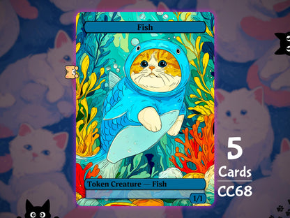 5x Fish 1/1 Gift - MTG Token - Cat Tokens by Teddy CC68