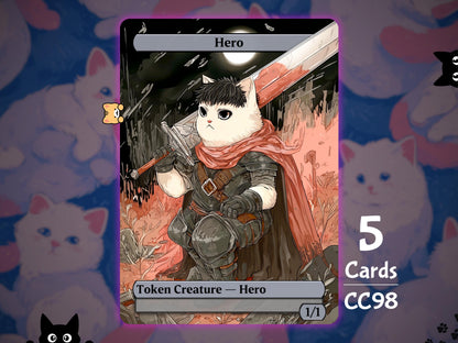 5x Hero 1/1 FF Meowts Alter - MTG Token - Cat Tokens by Teddy CC98