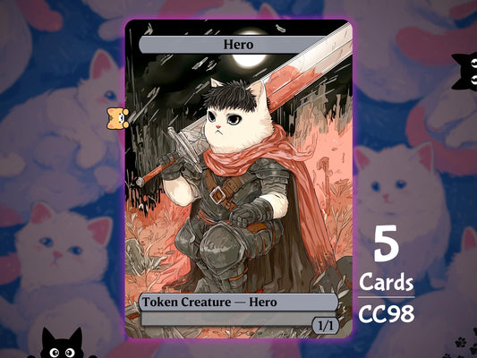 5x Hero 1/1 FF Meowts Alter - MTG Token - Cat Tokens by Teddy CC98