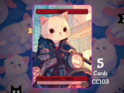 5x Rebel 2/2 Red - MTG Token - Cat Tokens by Teddy CC103