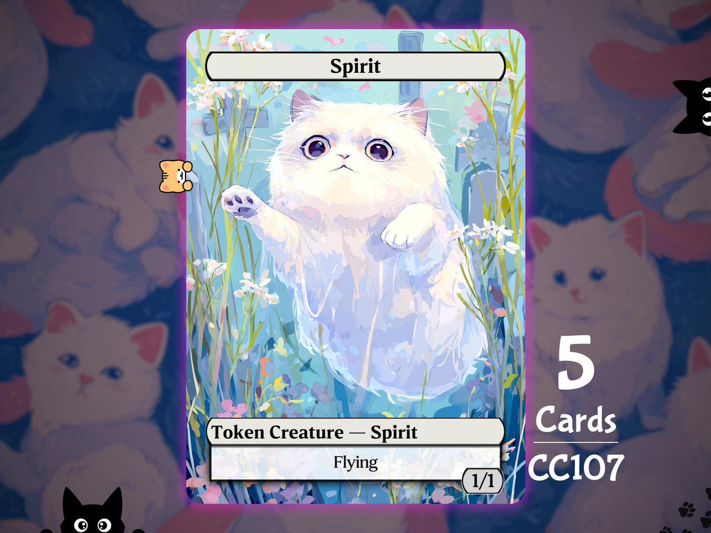 5x Spirit 1/1 Flying - MTG Token - Cat Tokens by Teddy CC107