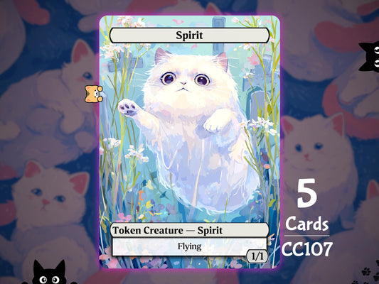 5x Spirit 1/1 Flying - MTG Token - Cat Tokens by Teddy CC107
