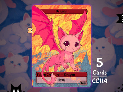 5x Dragon 6/6 Flying - MTG Token - Cat Tokens by Teddy CC114