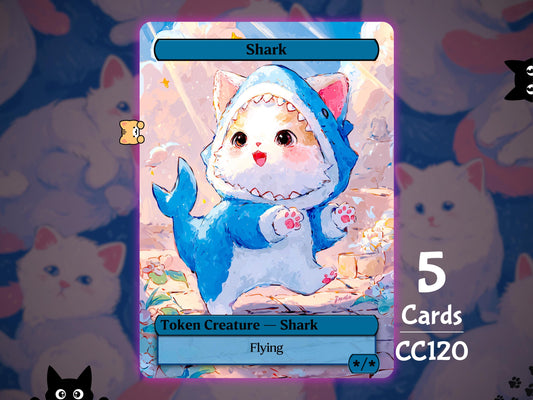 5x Shark */* Flying - MTG Token - Cat Tokens by Teddy CC120
