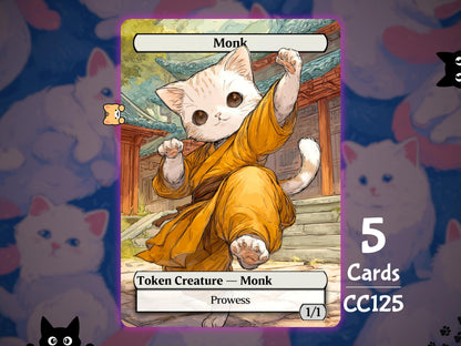 5x Monk 1/1 Prowess - MTG Token - Cat Tokens by Teddy CC125