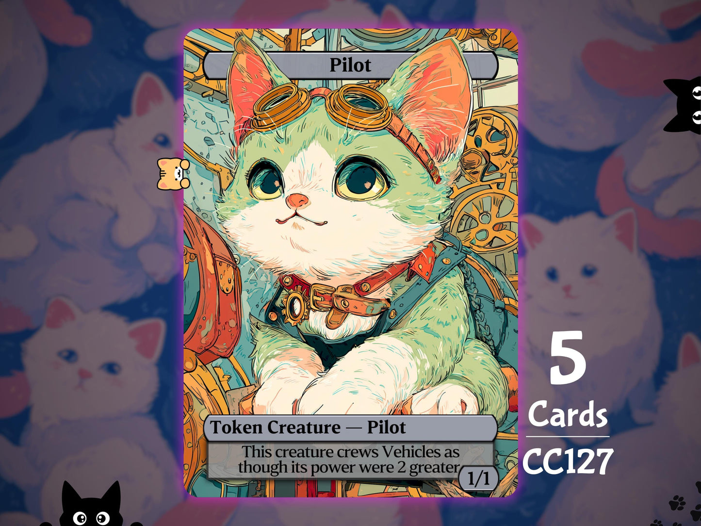 5x Pilot 1/1 Vehicles - MTG Token - Cat Tokens by Teddy CC127