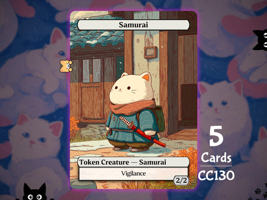 5x Samurai 2/2 Vigilance - MTG Token - Cat Tokens by Teddy CC130