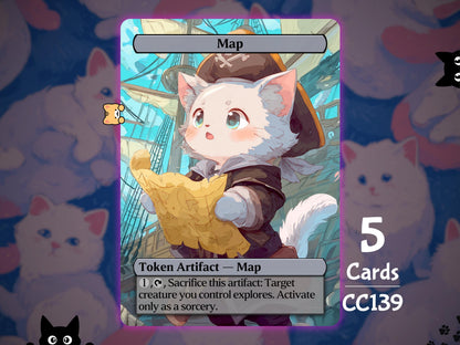 5x Map Token - MTG Token - Cat Tokens by Teddy CC139