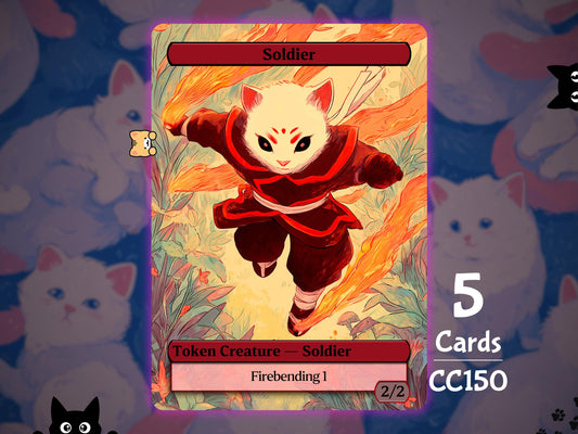 5x Soldier 2/2 Firebending 1 ATLA - MTG Token - Cat Tokens by Teddy CC150