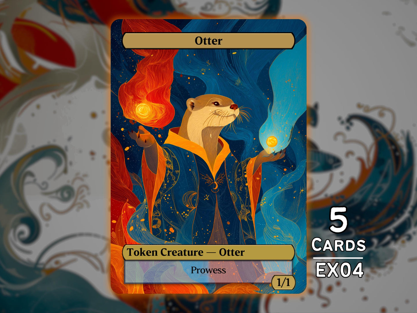 5x Otter 1/1 Prowess - MTG Token - Enchanting Tokens by Teddy EX04