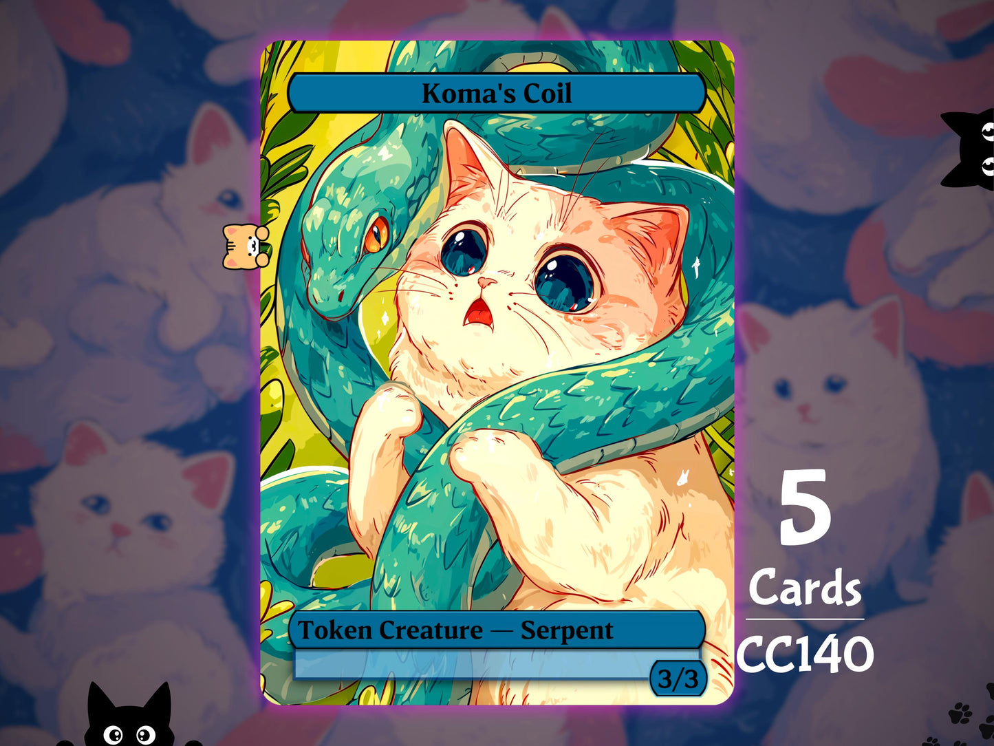 5x Koma's Coil 3/3 Blue - MTG Token - Cat Tokens by Teddy CC140