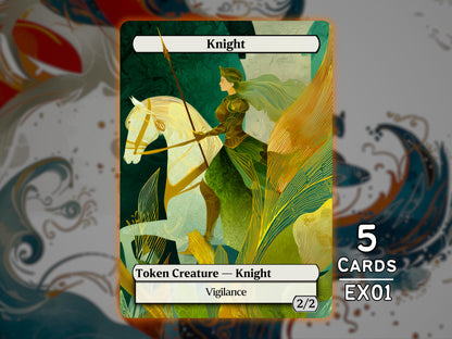 5x Knight 2/2 White Vigilance - MTG Token - Enchanting Tokens by Teddy EX01