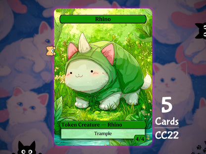 5x Rhino 4/4 Trample - MTG Token - Cat Tokens by Teddy CC22