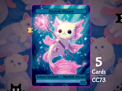 5x Merfolk Wizard 1/1 Blue - MTG Token - Cat Tokens by Teddy CC73