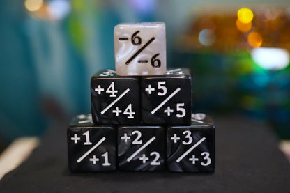 Counter Dice + / - , Magic TCG, Grey White (Reversed) Marble Color Theme, perfect for any magic the gather deck! Edh, Cedh Magic Deck!