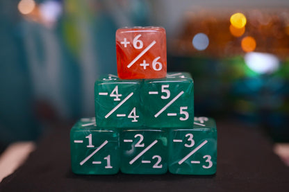 Counter Dice + / - , Magic TCG, Pink & Green Swirls Theme, perfect for any magic the gather deck! Edh, Cedh Magic Deck! Great MTG Gift!