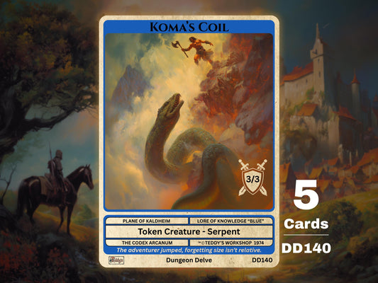 5x Koma's Coil 3/3 Blue MTG Token - Teddy's Workshop DD140