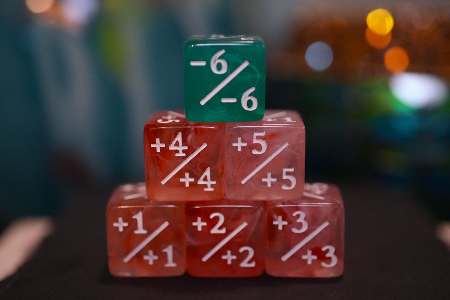 Counter Dice + / - , Magic TCG, Pink & Green Swirls Theme, perfect for any magic the gather deck! Edh, Cedh Magic Deck! Great MTG Gift!