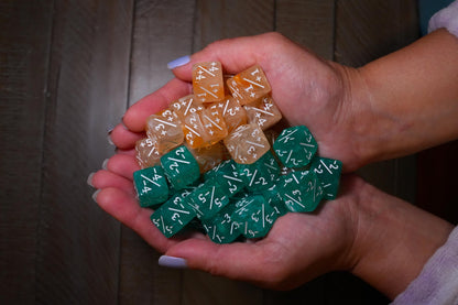Counter Dice + / - , Magic TCG, Green & Yellow Swirls Theme, perfect for any magic the gather deck! Edh, Cedh Magic Deck! Great MTG Gift!