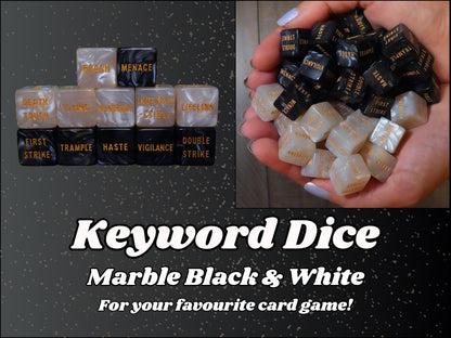 Black White Keyword Dice for Magic, perfect for any magic the gathering deck! Edh, Cedh Magic Deck! Great MTG Gift!