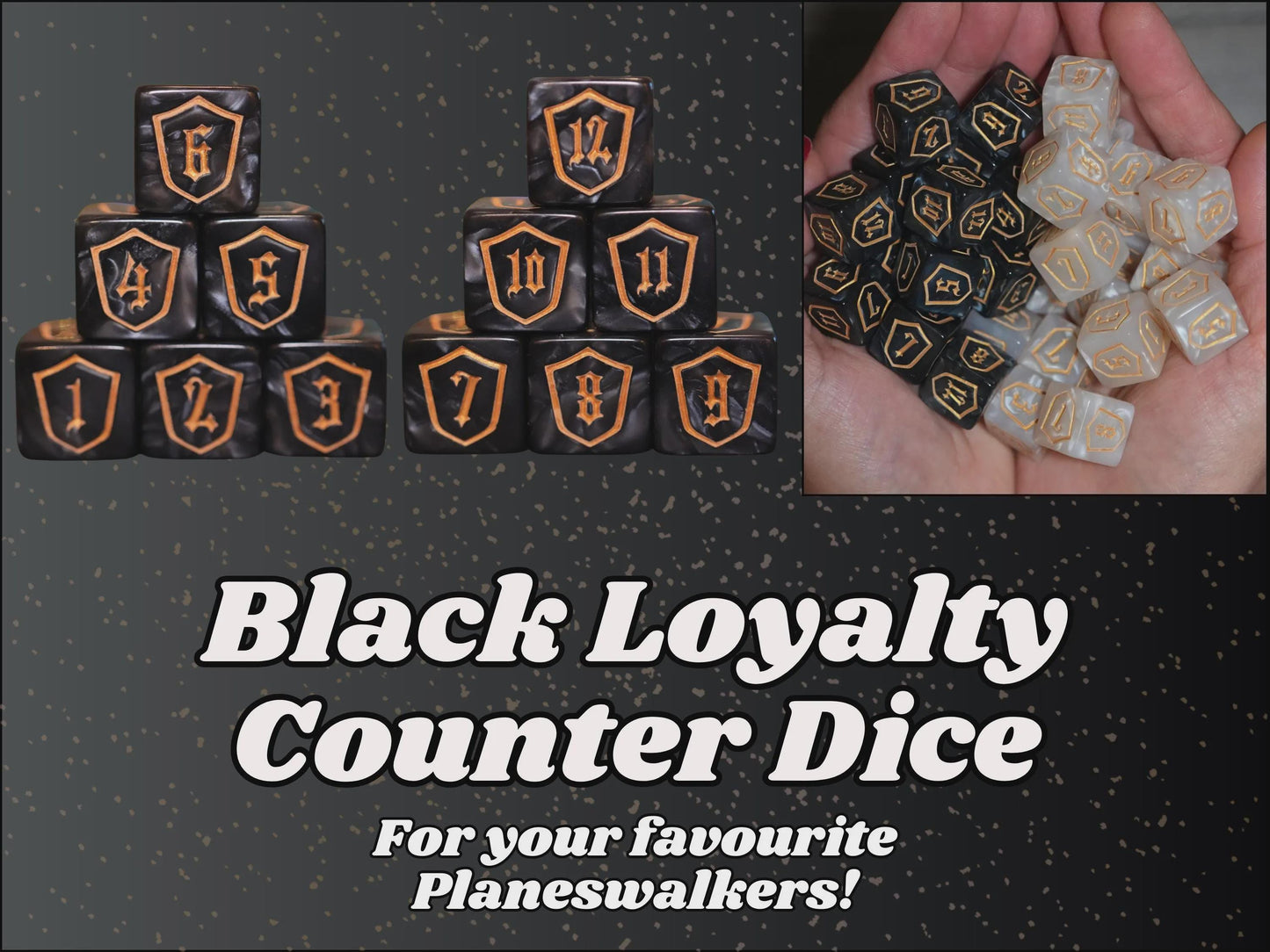 Black Loyalty Counter Dice for Magic, perfect for any magic the gathering deck! Edh, Cedh Magic Deck! Great MTG Gift!