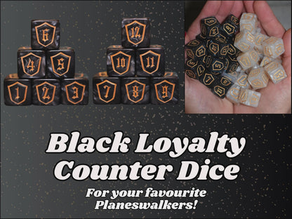 Black Loyalty Counter Dice for Magic, perfect for any magic the gathering deck! Edh, Cedh Magic Deck! Great MTG Gift!