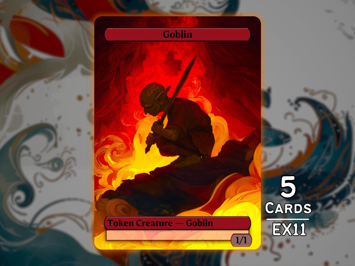 5x Goblin 1/1 Red - MTG Token - Enchanting Tokens by Teddy EX11