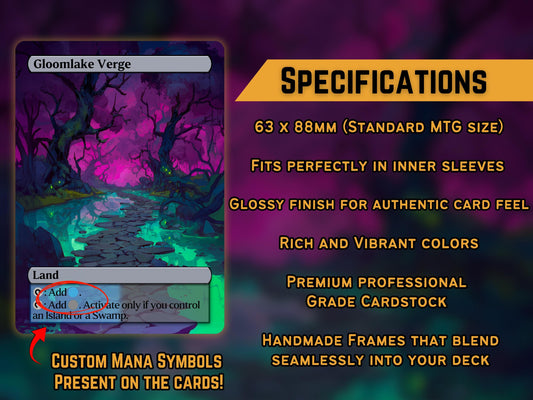 Verge Lands - Fantasy Verge Lands set of 10 - Unique Full-art Custom Magic proxies - High Quality Lands for your favorite Decks!