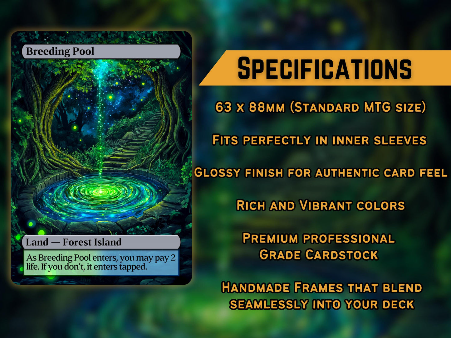 Shock Lands - Fantasy Shock Lands set of 10 - Unique Full-art Custom Magic proxies - High Quality Lands for your favorite Decks!