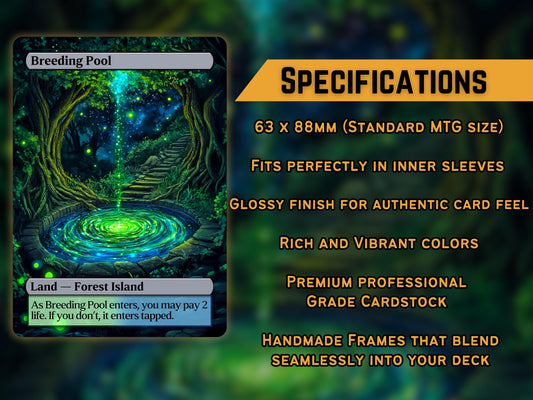 Shock Lands - Fantasy Shock Lands set of 10 - Unique Full-art Custom Magic proxies - High Quality Lands for your favorite Decks!