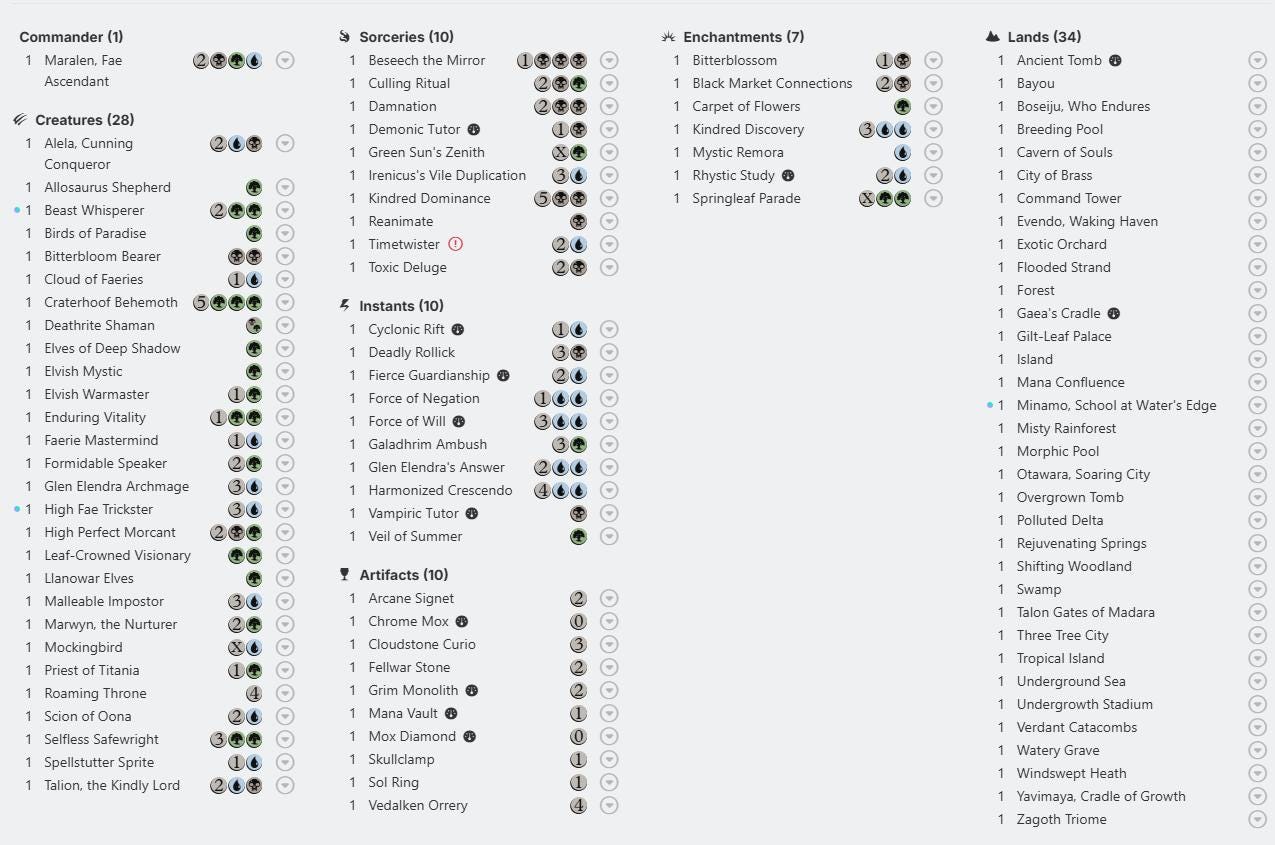 Maralen, Fae Ascendant- Faerie Elf Tribal - Proxy Deck - Perfect Magic Gift - Tokens Included