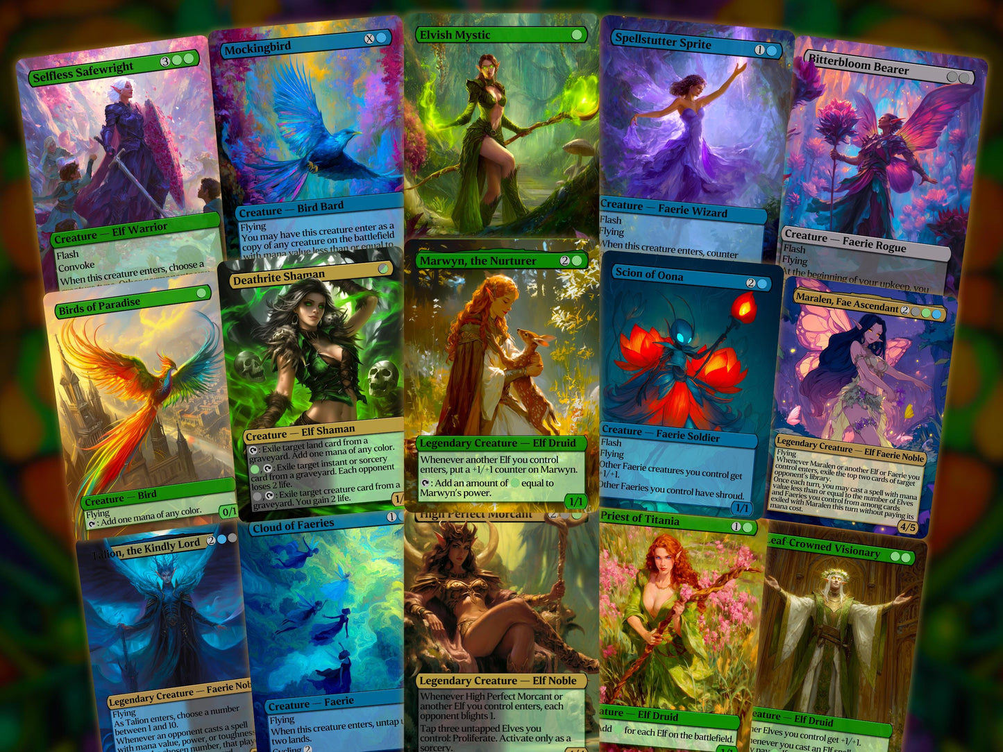 Maralen, Fae Ascendant- Faerie Elf Tribal - Proxy Deck - Perfect Magic Gift - Tokens Included