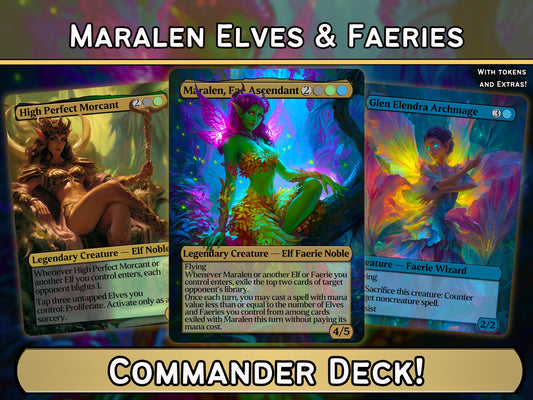 Maralen, Fae Ascendant- Faerie Elf Tribal - Proxy Deck - Perfect Magic Gift - Tokens Included