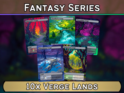 Verge Lands - Fantasy Verge Lands set of 10 - Unique Full-art Custom Magic proxies - High Quality Lands for your favorite Decks!