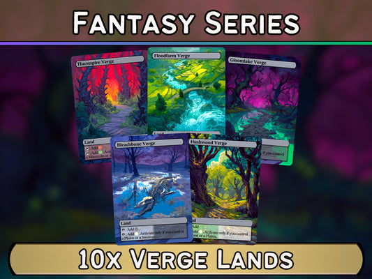 Verge Lands - Fantasy Verge Lands set of 10 - Unique Full-art Custom Magic proxies - High Quality Lands for your favorite Decks!