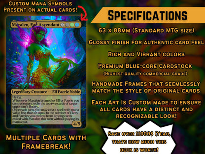 Maralen, Fae Ascendant- Faerie Elf Tribal - Proxy Deck - Perfect Magic Gift - Tokens Included