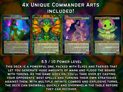 Maralen, Fae Ascendant- Faerie Elf Tribal - Proxy Deck - Perfect Magic Gift - Tokens Included