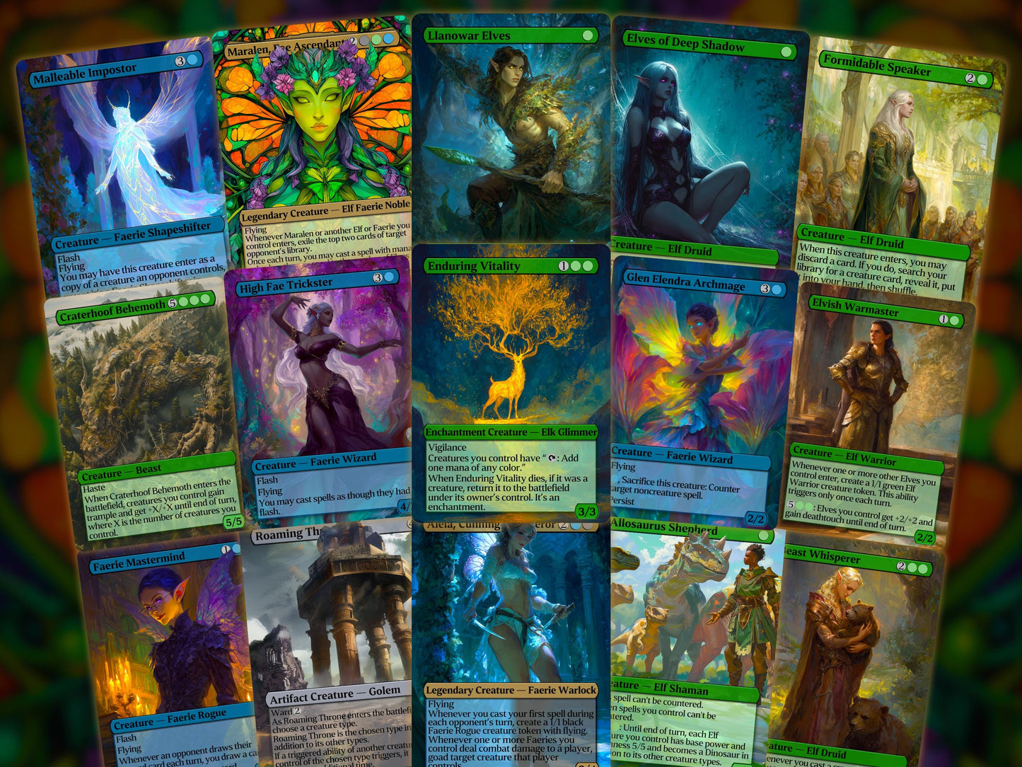 Maralen, Fae Ascendant- Faerie Elf Tribal - Proxy Deck - Perfect Magic Gift - Tokens Included