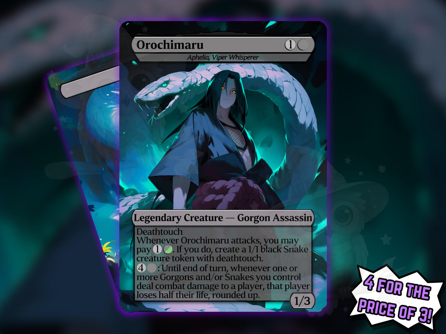 Orochimaru & Snake Token (Aphelia, Viper Whisperer) - Anime Proxy Card - Buy 3 get 1 free!