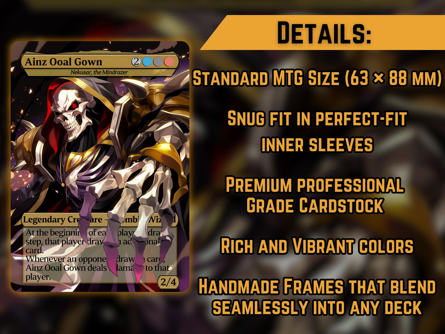Ainz Ooal Gown (Nekusar, the Mindrazer) - Anime Proxy Card - Buy 3 get 1 free!