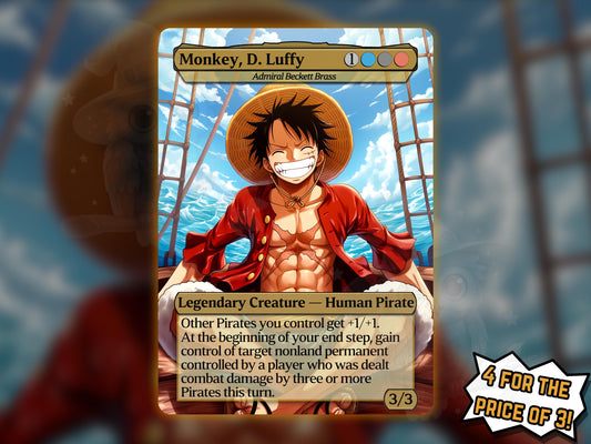 Luffy (Admiral Becket Brass) - Anime Proxy Card - Buy 3 get 1 free!