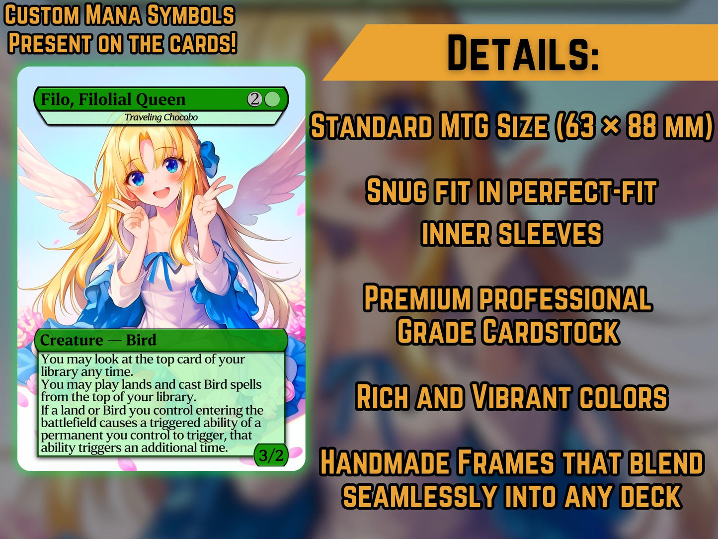 Filo, Filolial Queen (Travelling Chocobo) - Anime Proxy Card - Buy 3 get 1 free!
