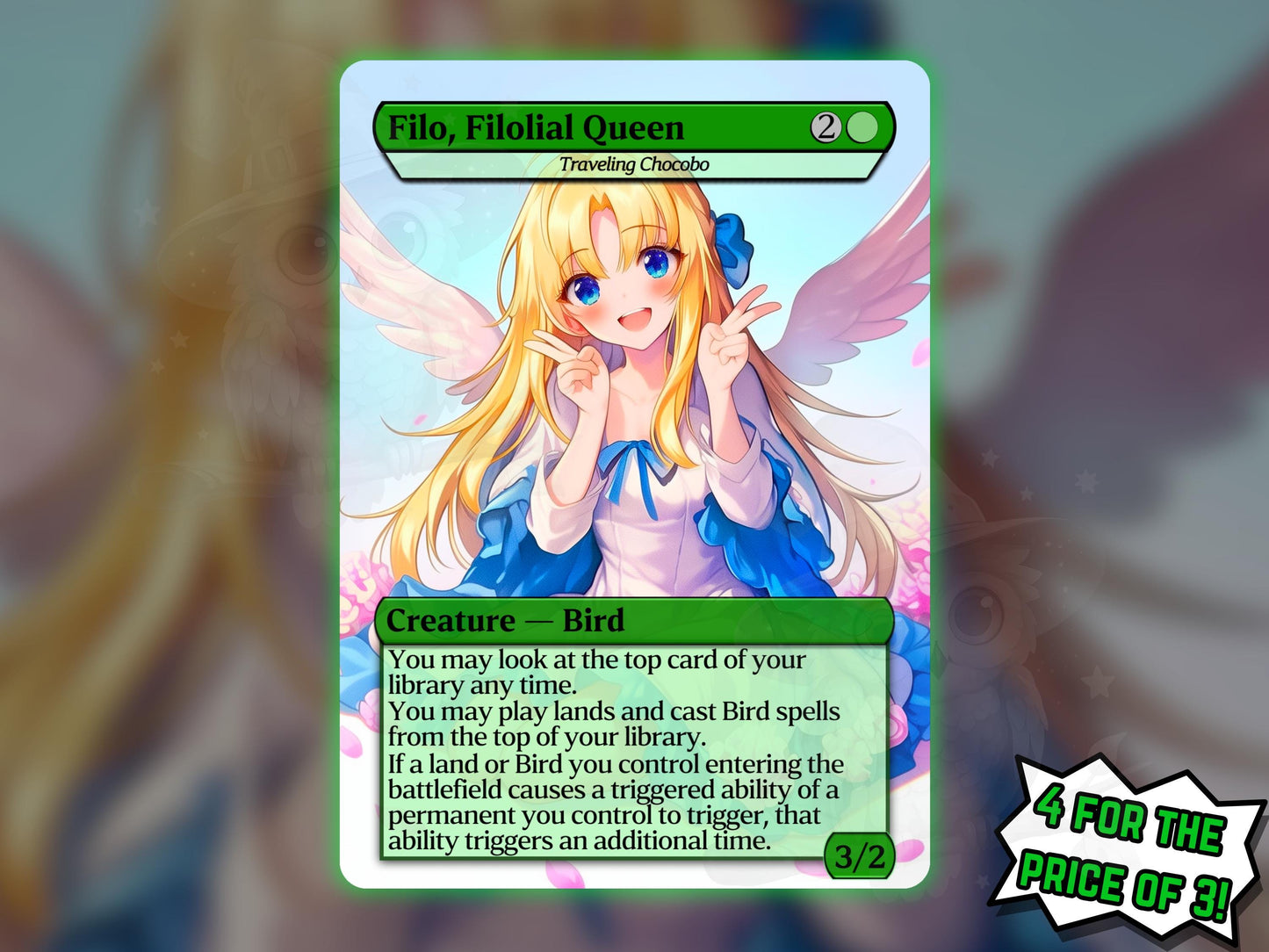 Filo, Filolial Queen (Travelling Chocobo) - Anime Proxy Card - Buy 3 get 1 free!