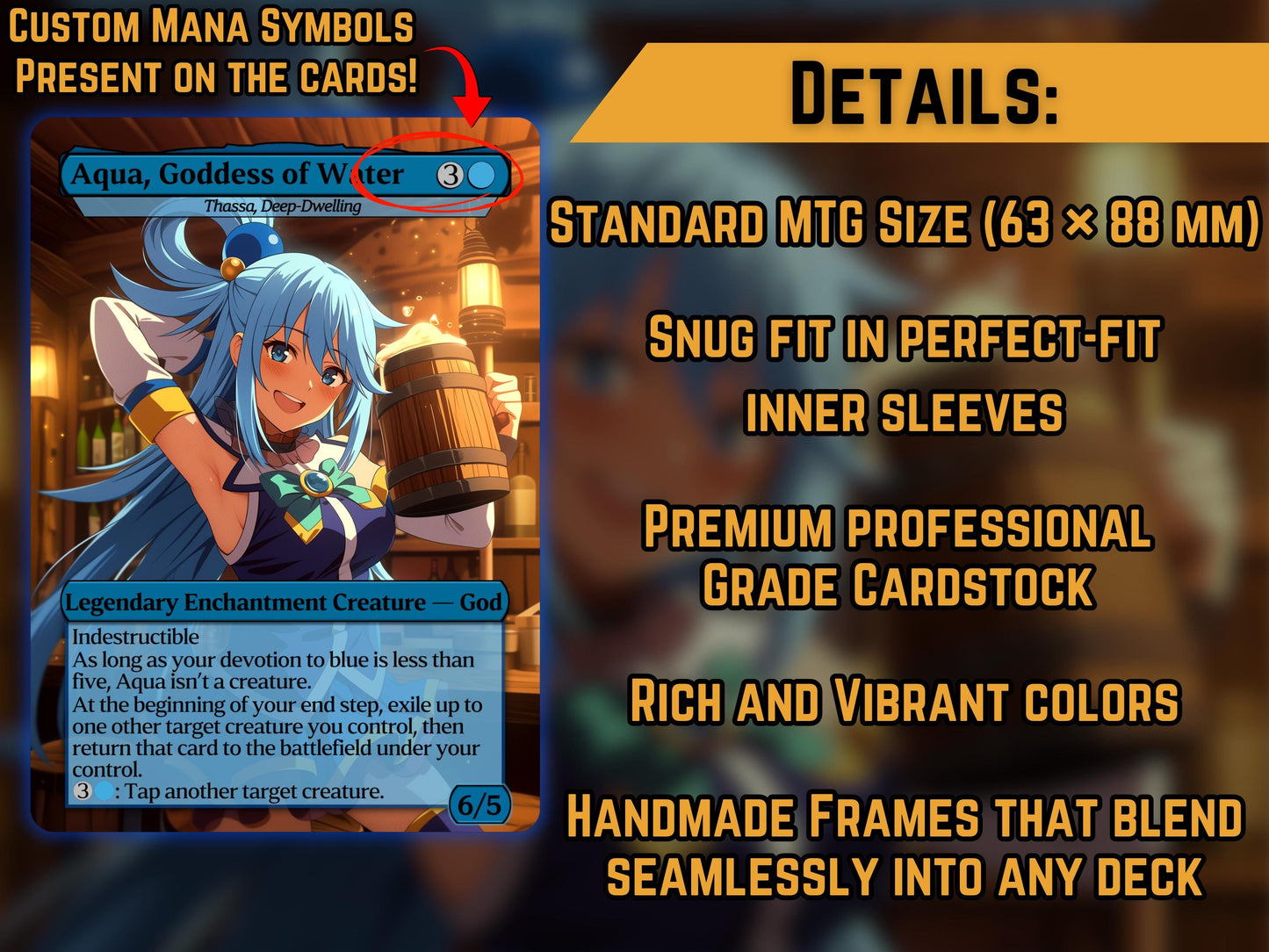 Aqua, Goddess of Water (Thassa, Deep-Dwelling) - Anime Proxy Card - Buy 3 get 1 free!