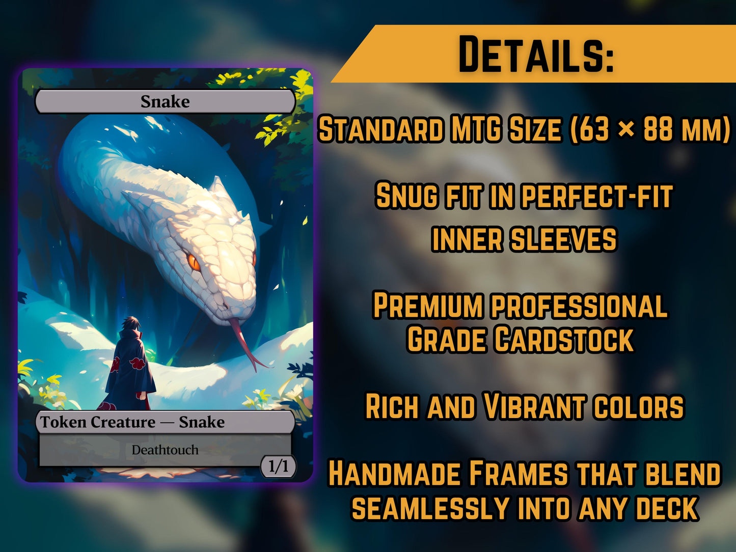 Orochimaru & Snake Token (Aphelia, Viper Whisperer) - Anime Proxy Card - Buy 3 get 1 free!