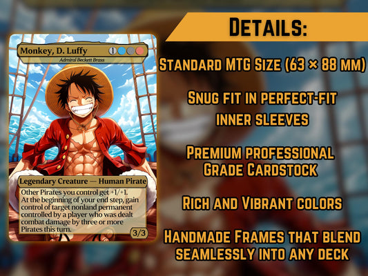 Luffy (Admiral Becket Brass) - Anime Proxy Card - Buy 3 get 1 free!